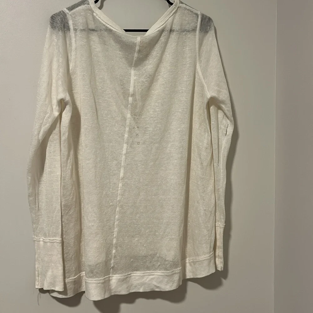 Free People Affogato Hacci Linen Blend Top Size Large Beachy Boho